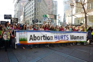 Californians for Life Abortion Hurts Women Walk for Life Banner